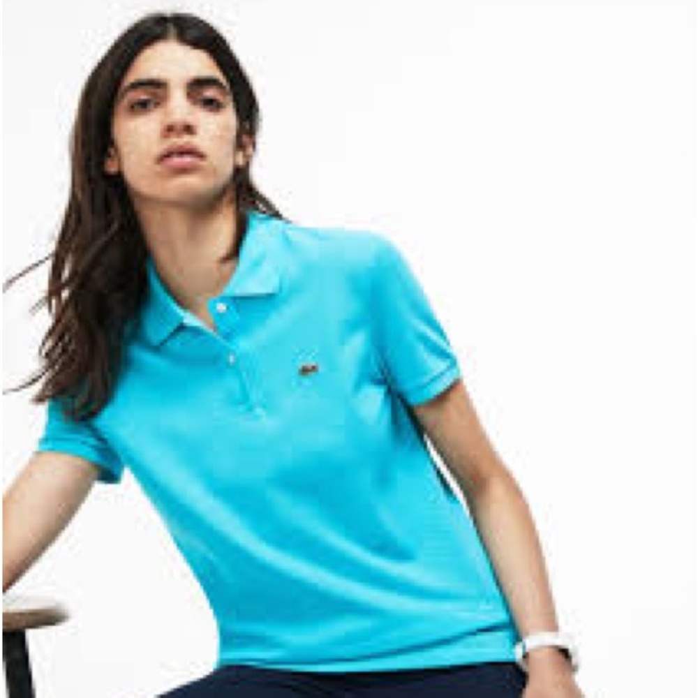 Ladies Lacoste knit button up tshirt
